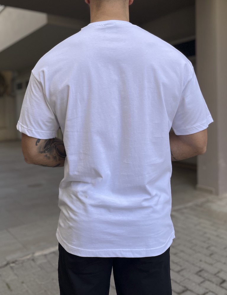 Ανδρική λευκή κοντομάνικη μπλούζα Oversized TST0426W φωτογραφία
